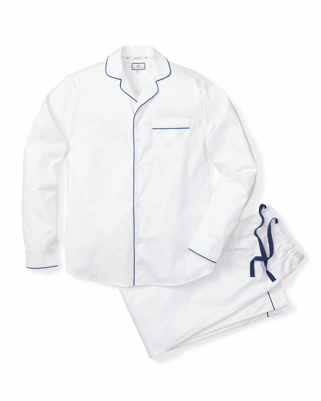 Jusect ComfortWear Men's Pajama Set - Premium white cotton with navy piping