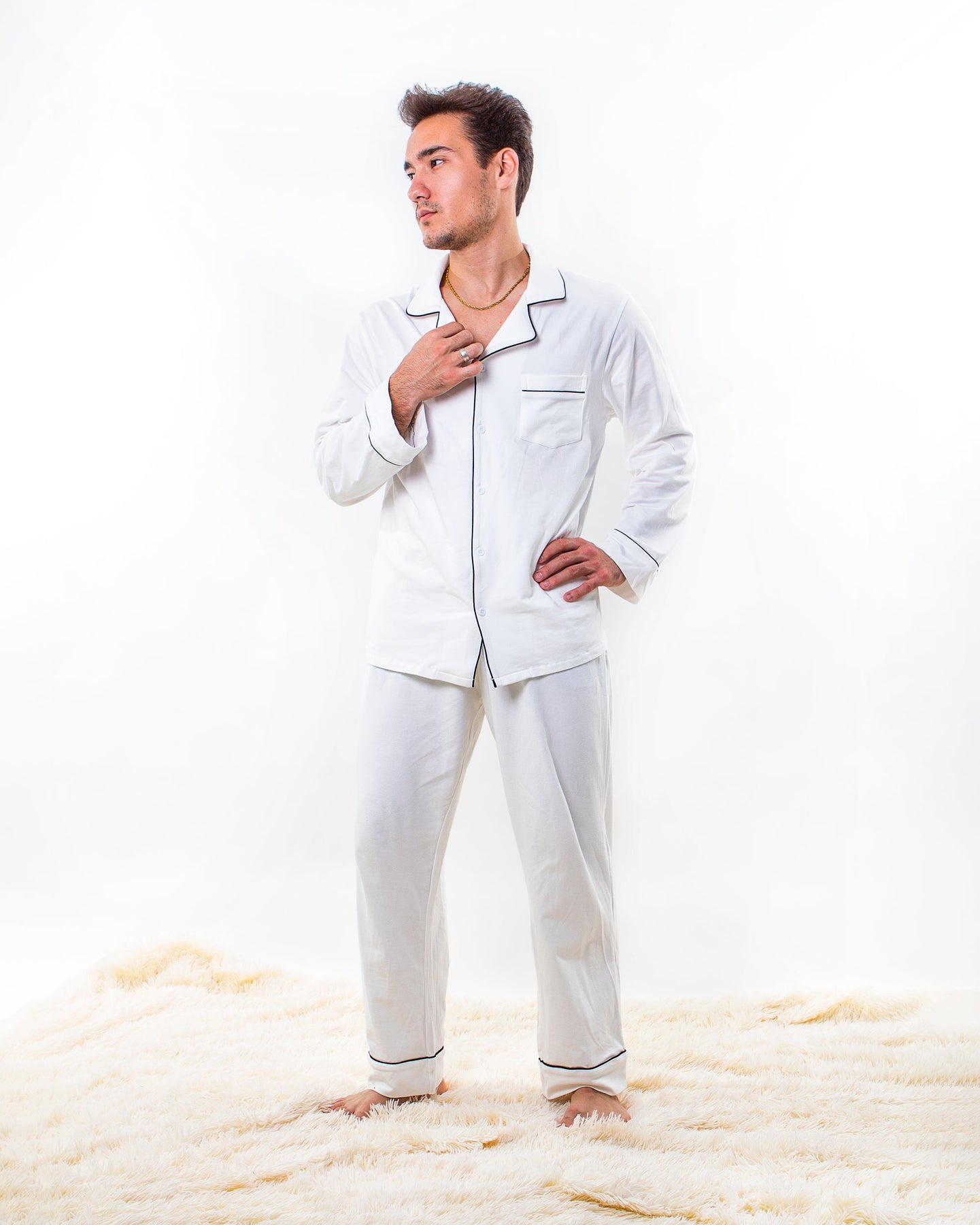 Man wearing Jusect ComfortWear pajamas